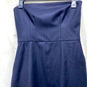 CLUB MONACO STRAPLESS WOOL/SPNDX PINSTRIPE BUBBLE HEM DRESS SZ 2